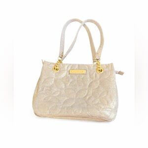 Relic Cream Gold Quilted Shoulder Bag Floral Pattern Chain Strap